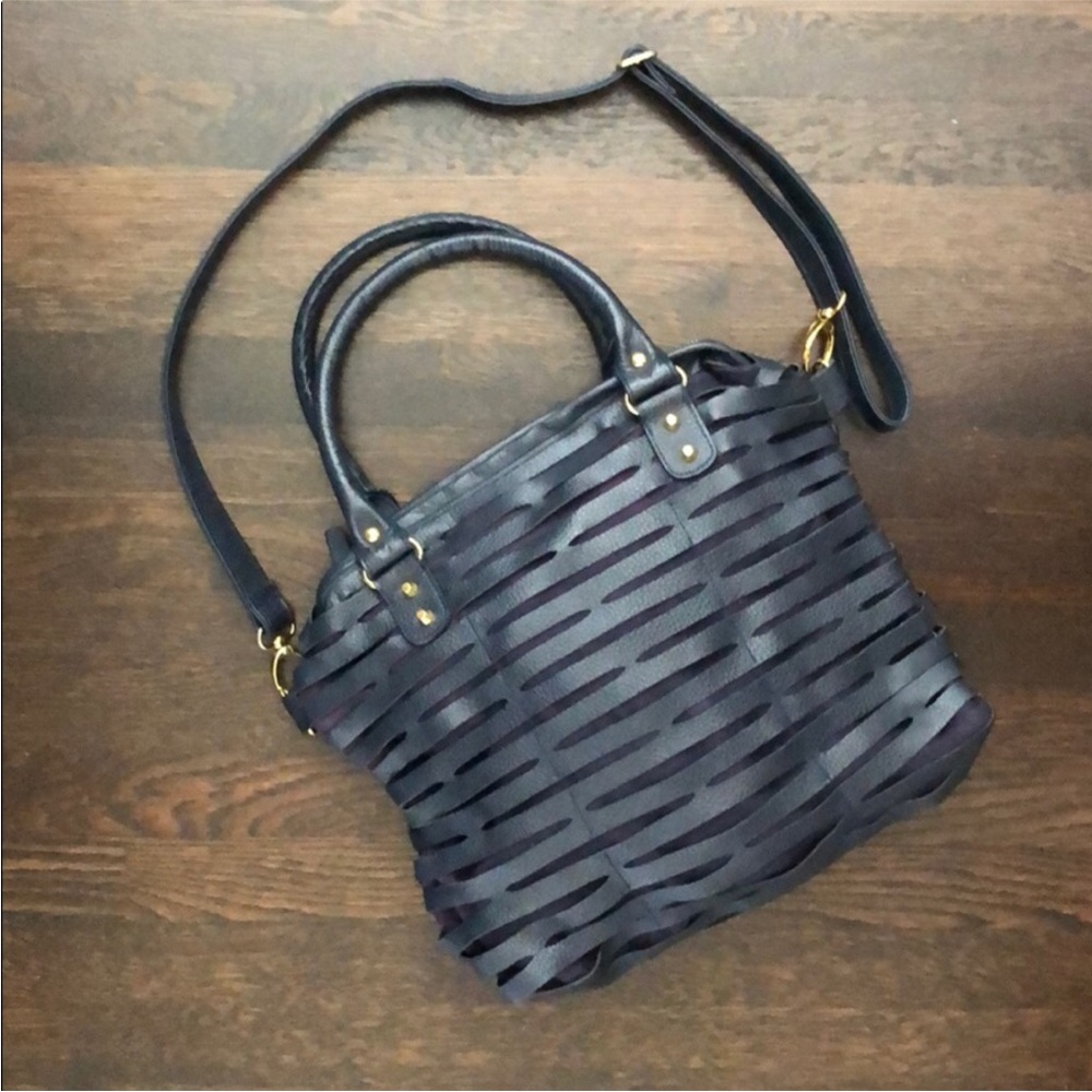 Pre-owned Romygold Biker Slash Navy Leather Bag